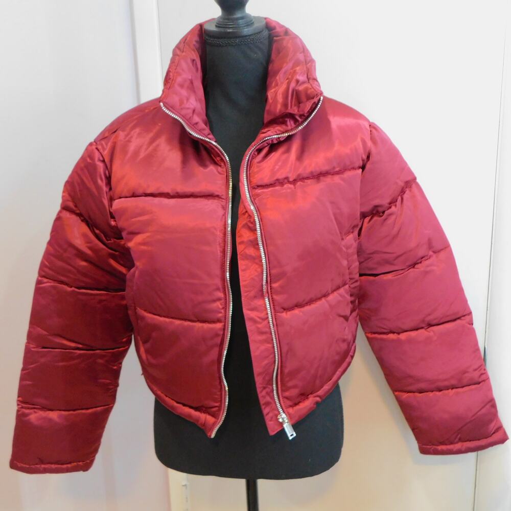 7 For All Mankind Women's Lined Puffer Coat Red Largel New